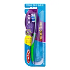 ESCOVA DE DENTE COM ESTOJO PROTETOR MEDIA ANTIBACTERIANA COM 1 UNIDADE CONDOR REF-3258