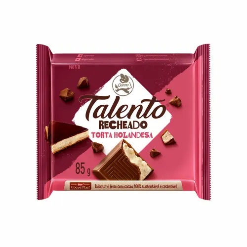 BARRA CHOCOLATE RECHEADO TORTA HOLANDESA TALENTO 85G