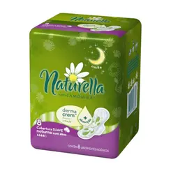 ABSORVENTE COBERTURA SUAVE COM ABAS NOTURNO COM 8 UNIDADES NATURELLA