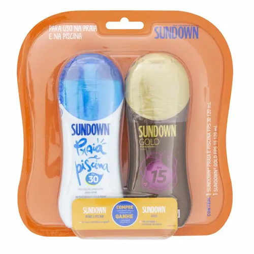 KIT PROTETOR SOLAR 30FPS E OLEO BRONZEADOR GOLD 15FPS SUNDOWN 120ML