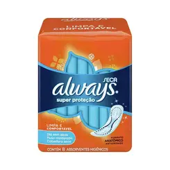 ABSORVENTE COBERTURA SECA SEM ABAS LEVE 8 PAGUE 7 UNIDADES SUPER PROTECAO ALWAYS