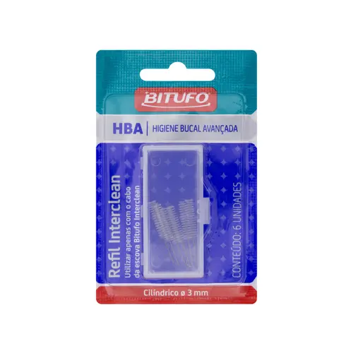 ESCOVA INTERDENTAL REFIL INTERCLEAN CILINDRICO COM 6 UNIDADES BITUFO
