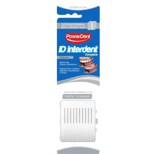 ESCOVA INTERDENTAL CILINDRICA ULTRA FINA COM 10 UNIDADES POWERDENT