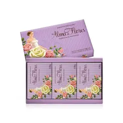 KIT SABONETE ESSENCIA DE BAUNILHA COM 3 UNIDADES ALMA DE FLORES 130G