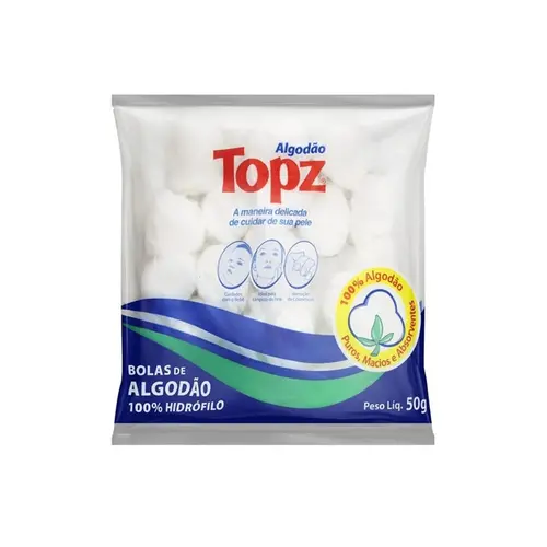 BOLAS DE ALGODAO HIDROFILO TOPZ 50G