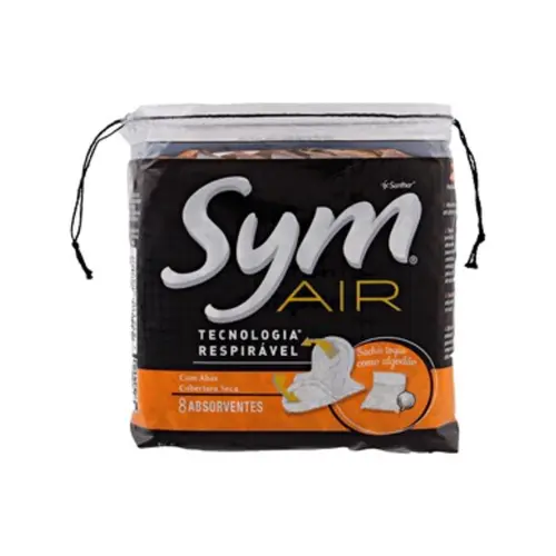 ABSORVENTE COBERTURA SECA COM ABAS COM 8 UNIDADES AIR SYM