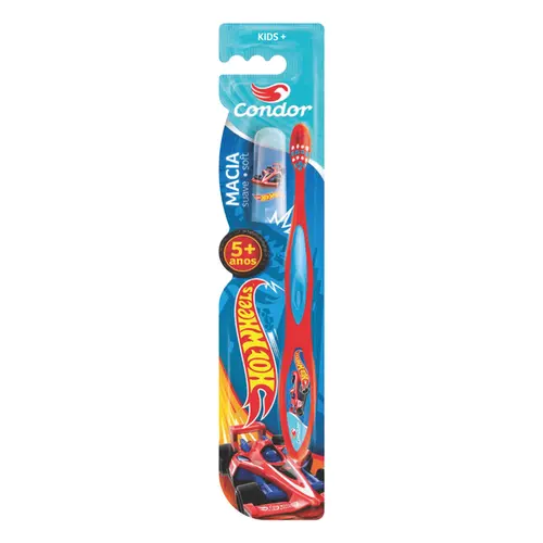 ESCOVA DE DENTE COM CAPA PROTETORA MACIA KIDS COM 1 UNIDADE HOT WHEELS CONDOR REF-3170