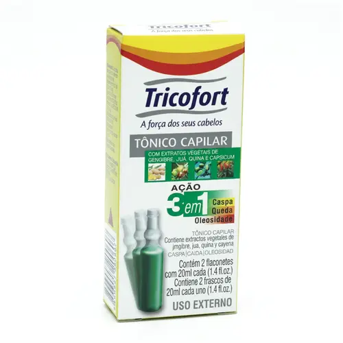 TONICO CAPILAR COM 2 FLACONETES TRICOFORT 20ML