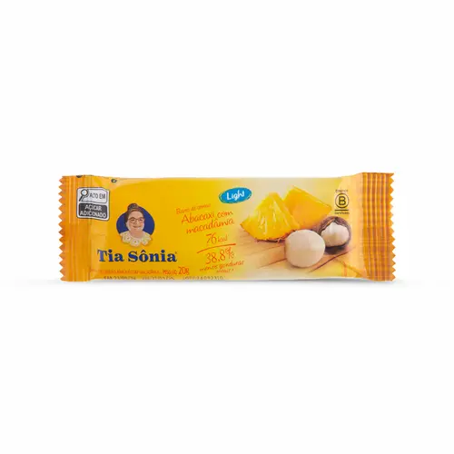 BARRA DE CEREAL ABACAXI COM MACADAMIA TIA SONIA 20G