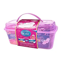 ABSORVENTE COM 2 UNIDADES E FRASQUEIRA PINK PROTECAO TOTAL ALWAYS