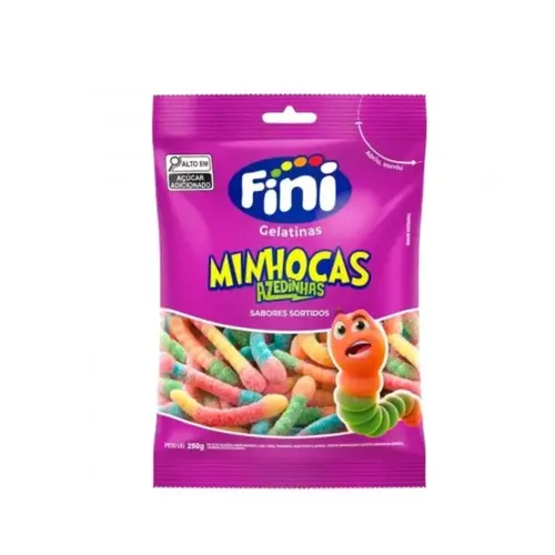 BALAS DE GELATINAS MINHOCAS AZEDINHAS FINI 250G