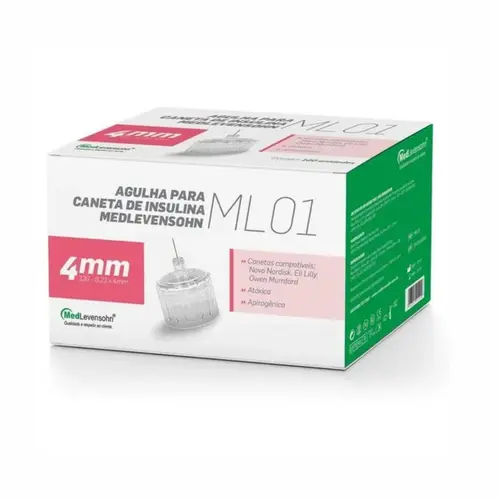 AGULHA PARA CANETA DE INSULINA MEDLEVENSOHN 4MM ML01 COM 1 UNIDADE