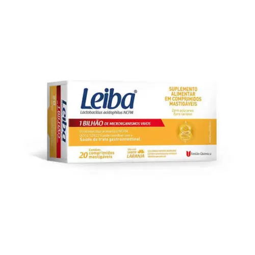 LACTOBACILLUS 1 BILHAO COM 20 COMPRIMIDOS MASTIGAVEIS LARANJA LEIBA
