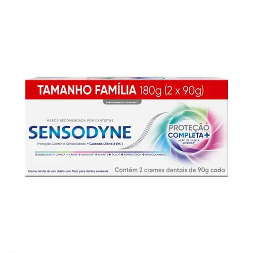 KIT CREME DENTAL PROTEÇÃO COMPLETA COM 2 UNIDADES SENSODYNE 90G