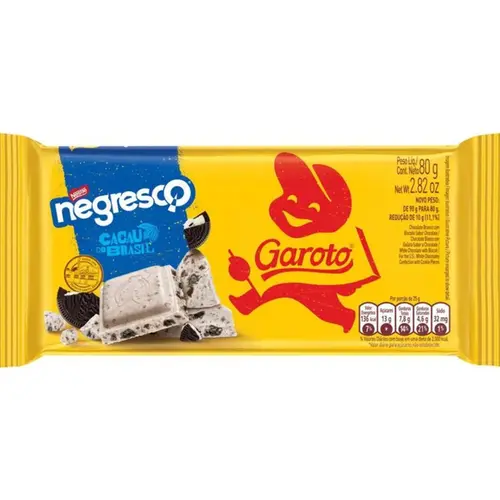 BARRA CHOCOLATE GAROTO NEGRESCO NESTLE 80G