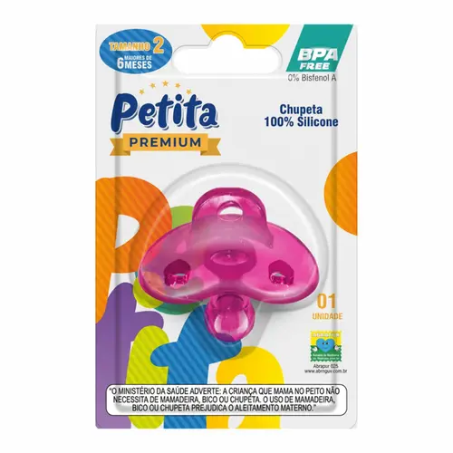 CHUPETA 100% SILICONE ROSA TAMANHO 2 PETITA 1840