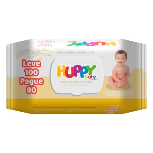 LENÇOS UMEDECIDOS COM 100 UNIDADES WIPES HUPPY BABY