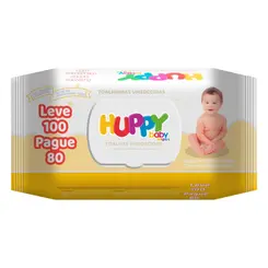 LENÇOS UMEDECIDOS COM 100 UNIDADES WIPES HUPPY BABY