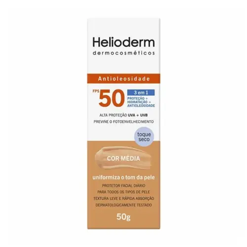 PROTETOR SOLAR FACIAL COR MEDIA 50 FPS HELIODERM 50G