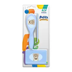 KIT BANHO ESCOVA, PENTE E SABONETEIRA AZUL PETITA
