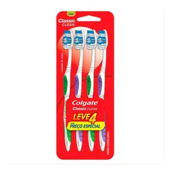 ESCOVA DE DENTE CLASSIC CLEAN MEDIA COM 4 UNIDADES COLGATE