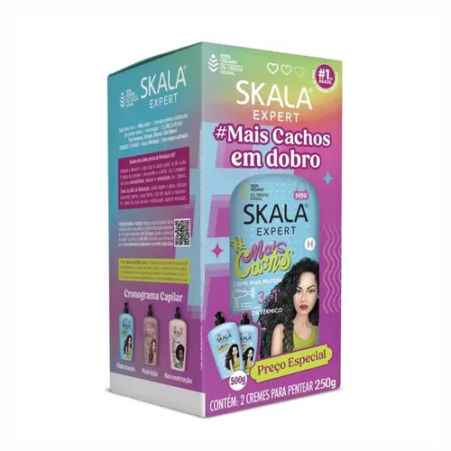 KIT CREME PARA PENTEAR MAIS CACHOS COM 2 UNIDADES SKALA 250G