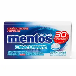 PASTILHA PEPPERMINT CLEAR BREATH MENTOS COM 50 UNIDADES