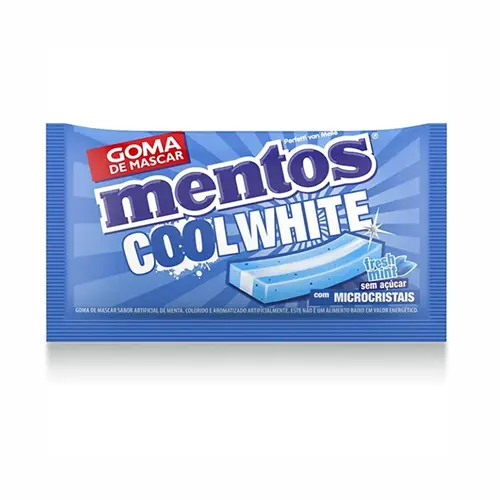 GOMA DE MASCAR FRESH MINT COOL WHITE MENTOS COM 5 UNIDADES