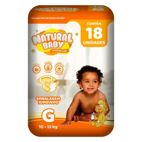 FRALDA G JUMBINHO COM 18 UNIDADES NATURAL BABY