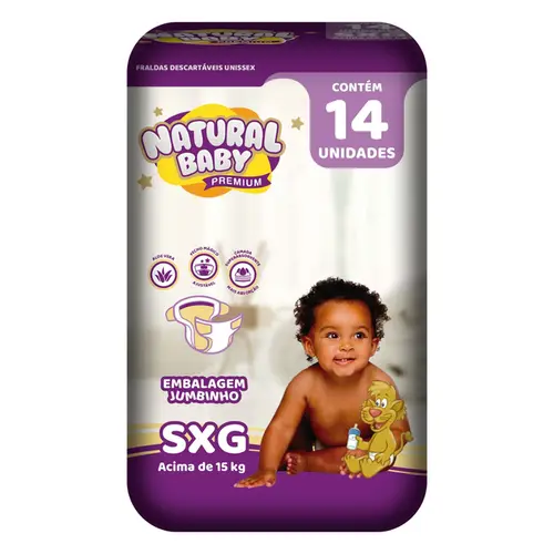 FRALDA SXG JUMBINHO COM 14 UNIDADES NATURAL BABY