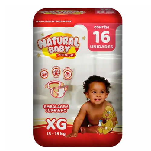 FRALDA XG JUMBINHO COM 16 UNIDADES NATURAL BABY