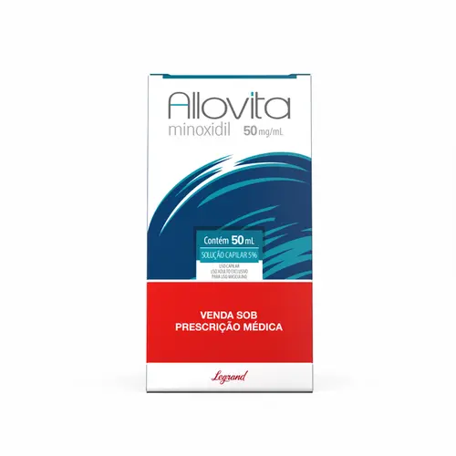 SOLUCAO CAPILAR 5% MINOXIDIL 50MG/ML COM 2 FRASCOS ALLOVITA 50ML
