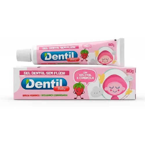 GEL DENTAL SEM FLUOR MORANGO BABY DENTIL 50G