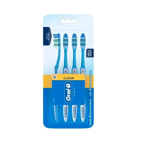 ESCOVA DE DENTE CLEAN 123 COM 4 UNIDADES ORAL B