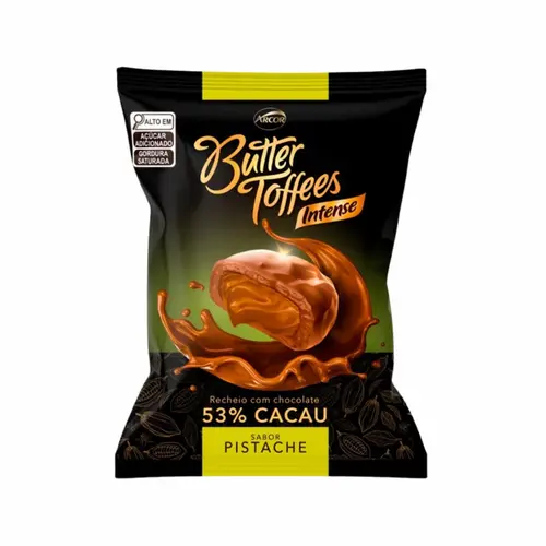 BALA PISTACHE 53% CACAU INTENSE BUTTER TOFFEES COM 1 UNIDADE