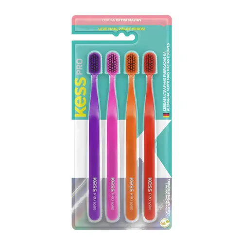ESCOVA DE DENTE EXTRA MACIA PRO COM 4 UNIDADES KESS
