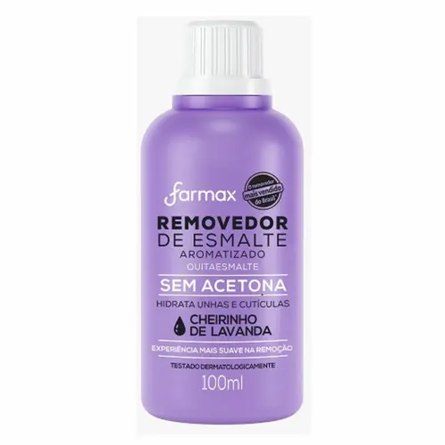REMOVEDOR DE ESMALTE SEM ACETONA LAVANDA FORMAX 100ML