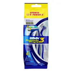 APARELHO DE BARBEAR COM 4 UNIDADE PRESTOBARBA 3 GILLETTE