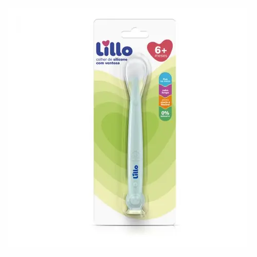 COLHER DE SILICONE COM VENTOSA AZUL LILLO