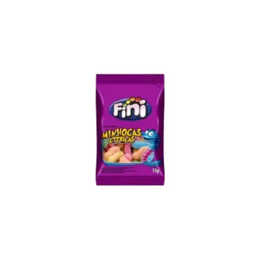 BALAS DE GELATINAS MINHOCAS CITRICAS FINI 15G