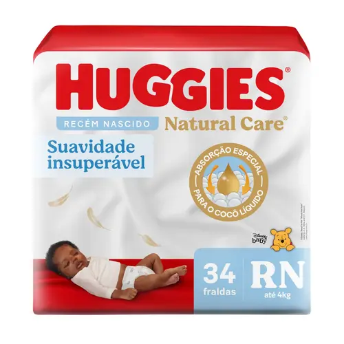FRALDA NATURAL CARE RN COM 34 UNIDADES HUGGIES
