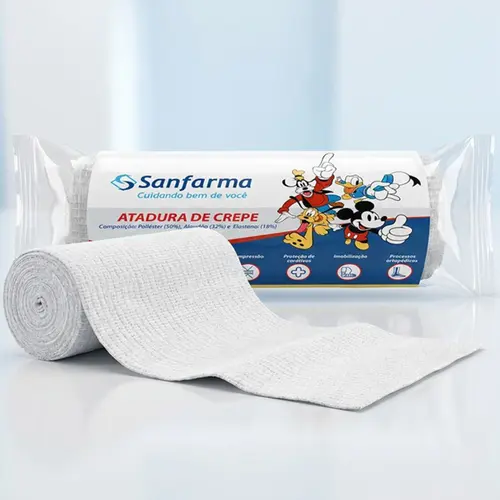 ATADURA DE CREPE MICKEY MOUSE COM 1 UNIDADE DE 10CM X 1,80M SANFARMA