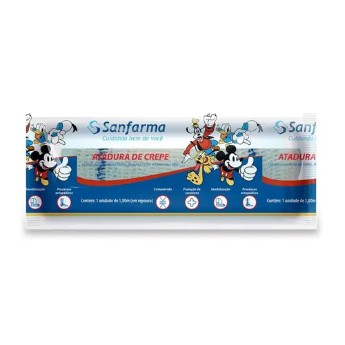 ATADURA DE CREPE MICKEY MOUSE COM 1 UNIDADE DE 6CM X 1,80M SANFARMA