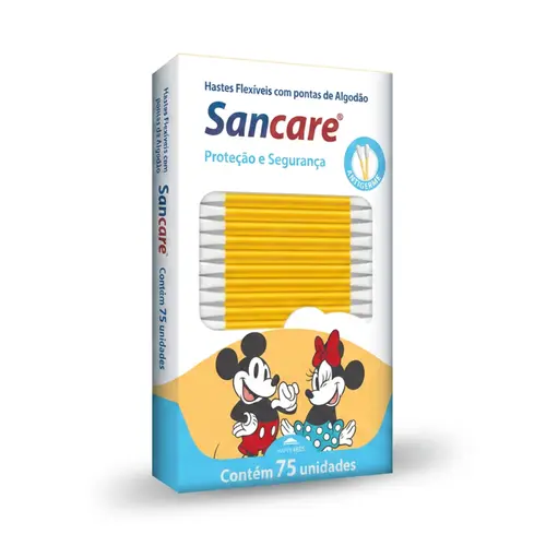 HASTES FLEXIVEIS DE ALGODAO COM 75 UNIDADES MICKEY E MINNIE SANCARE