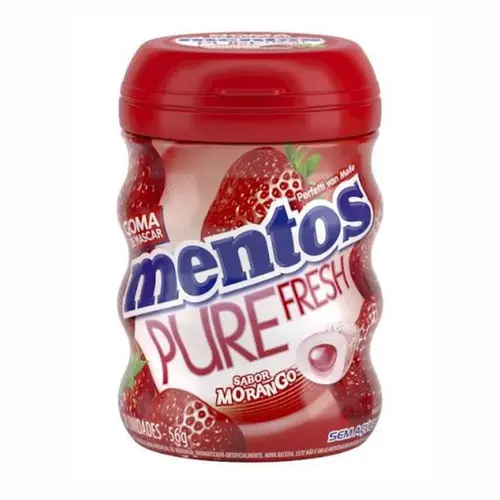 GOMA DE MASCAR MORANGO PURE FRESH MENTOS COM 28 UNIDADES