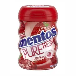 GOMA DE MASCAR MORANGO PURE FRESH MENTOS COM 28 UNIDADES
