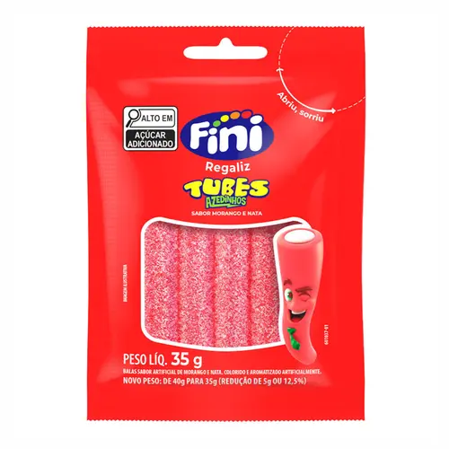 BALA MORANGO TUBES AZEDINHA FINI 35G