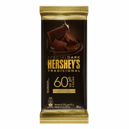 BARRA CHOCOLATE TRADICIONAL 60% CACAU HERSHEYS 85G