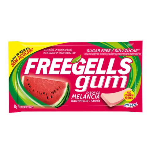 CHICLETE MELANCIA FREEGELLS COM 5 UNIDADES