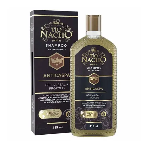 SHAMPOO ANTICASPA GELEIA REAL E PROPOLIS TIO NACHO 415ML
